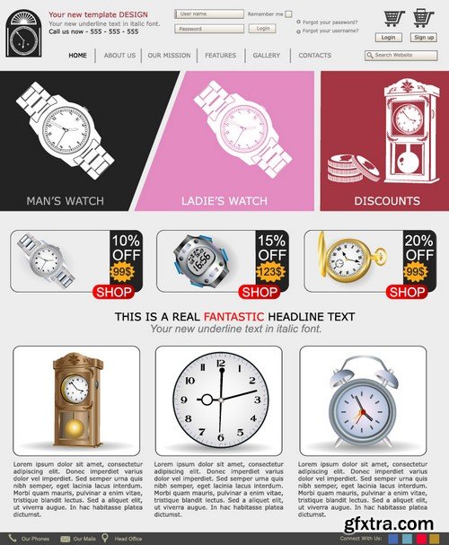 Stock Vectors - Website template 20, 25xEPS