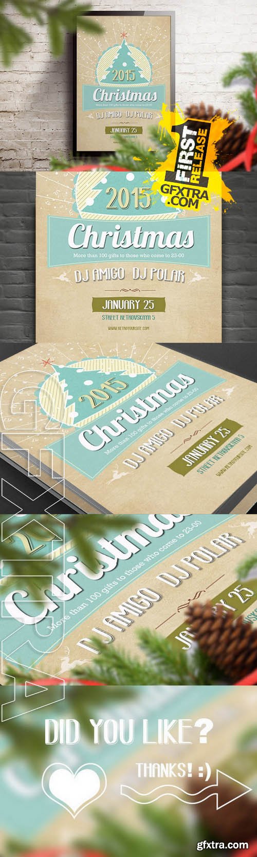 Retro Christmas Flyer - Creativemarket 130146