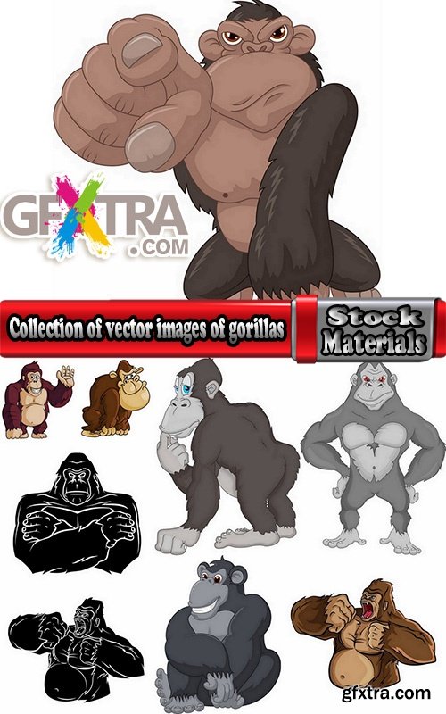 Collection of vector images of gorillas 25 Eps