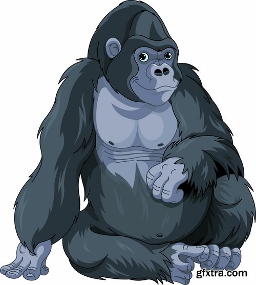 Collection of vector images of gorillas 25 Eps