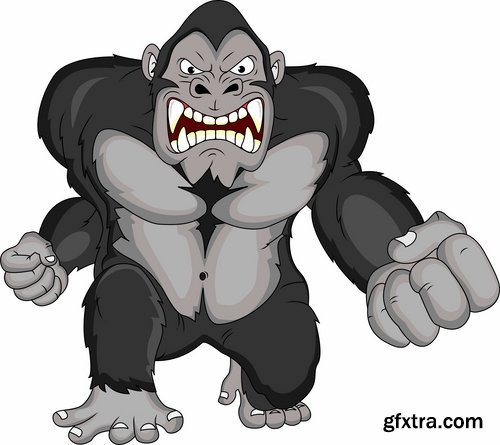 Collection of vector images of gorillas 25 Eps