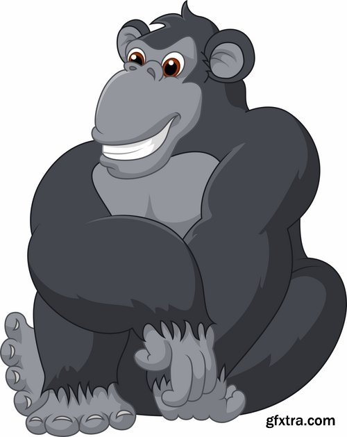 Collection of vector images of gorillas 25 Eps