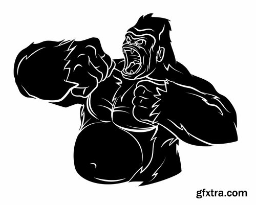 Collection of vector images of gorillas 25 Eps