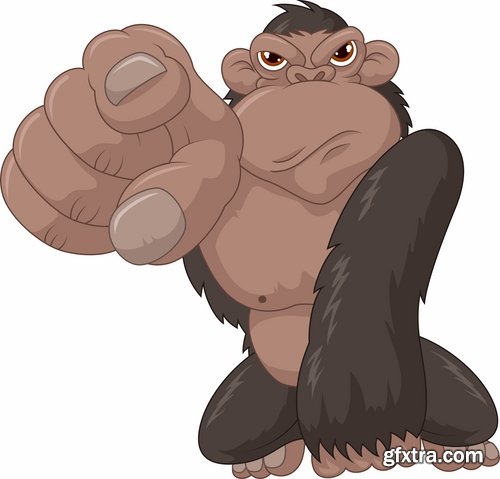 Collection of vector images of gorillas 25 Eps