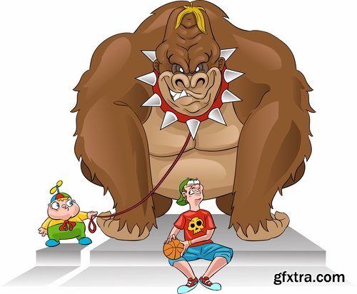 Collection of vector images of gorillas 25 Eps