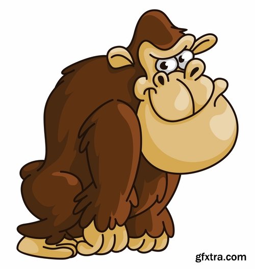 Collection of vector images of gorillas 25 Eps