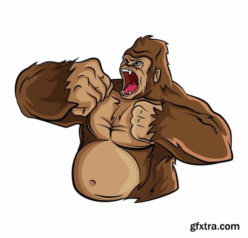 Collection of vector images of gorillas 25 Eps