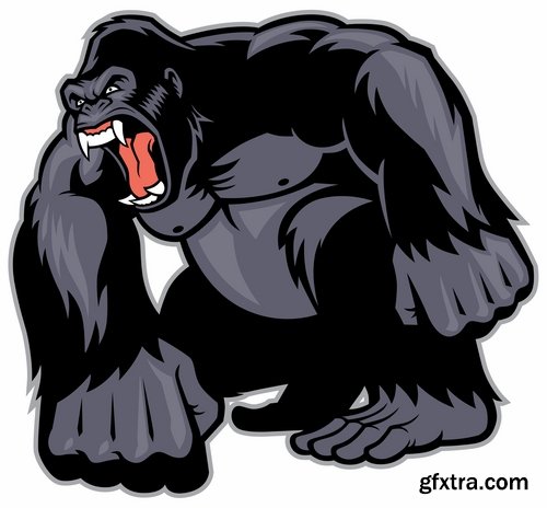 Collection of vector images of gorillas 25 Eps