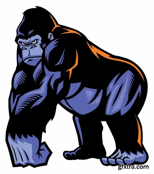 Collection of vector images of gorillas 25 Eps