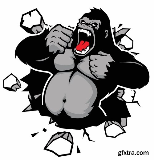 Collection of vector images of gorillas 25 Eps