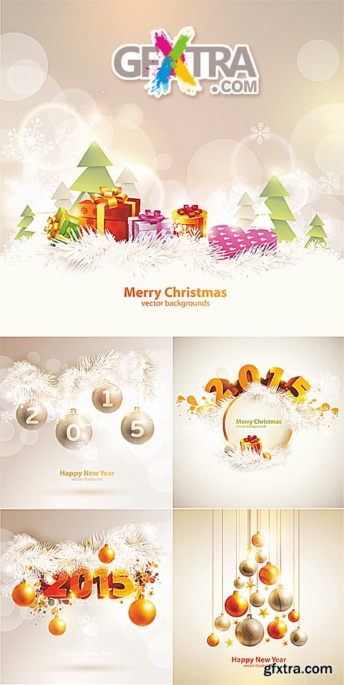 2015 New Year and Christmas light backgrounds