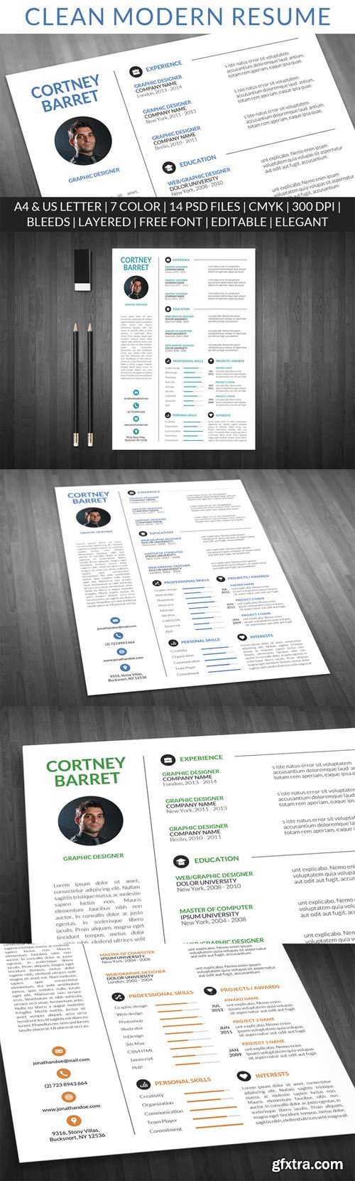 CreativeMarket - Clean Modern Resume 61861