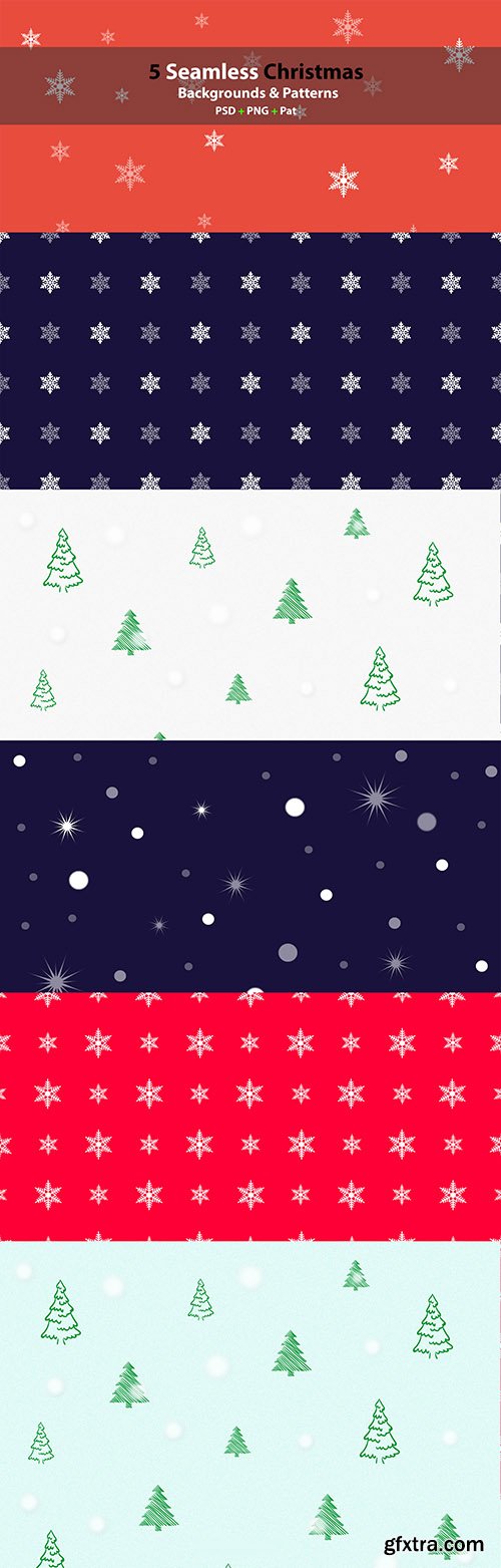 5 PSD, PNG, PAT Seamless Christmas And New Year 2015 Backgrounds & Patterns