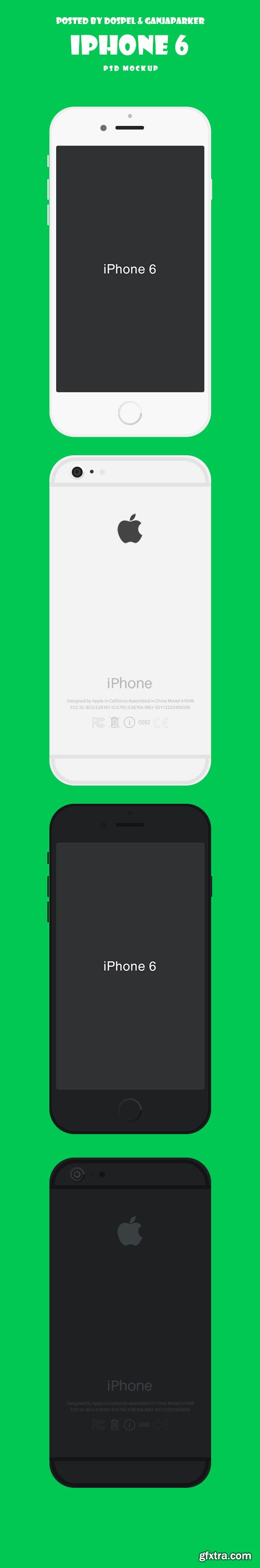 PSD Mock-Up - Flat Black & White iPhone 6