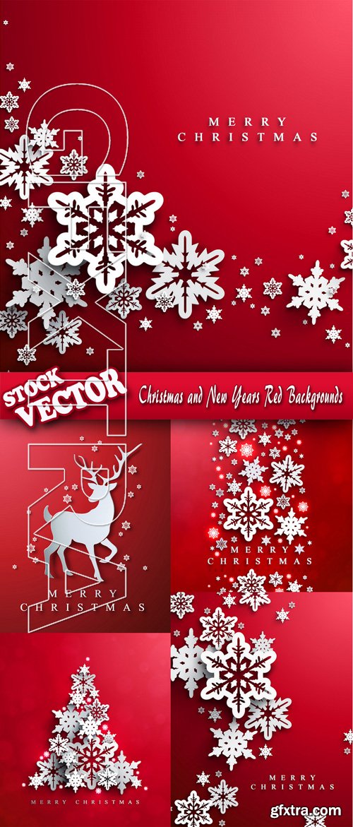 Stock Vector - Christmas and New Years Red Backgrounds