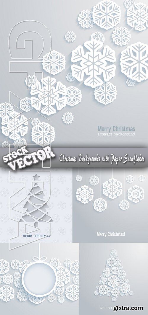 Stock Vector - Christmas Backgrounds with Paper Snowflakes