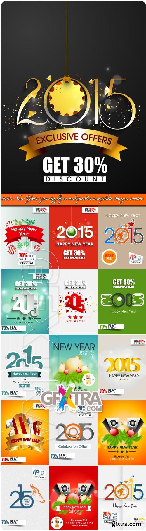 2015 New Year party flyer and poster sale template design vector