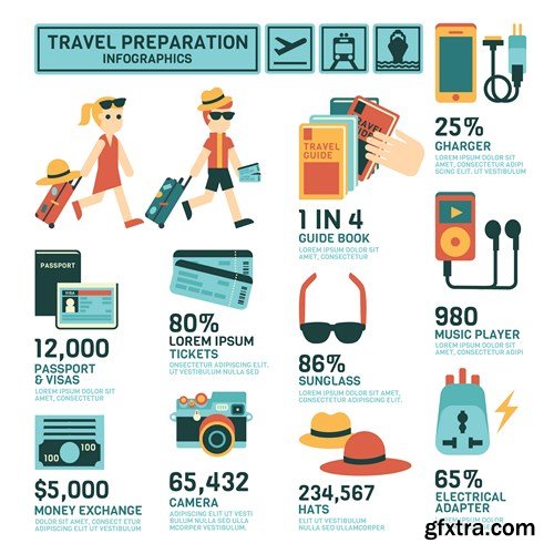 SS Flat Infographics Elements, 25xEPS