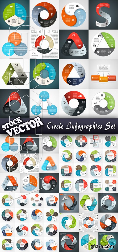 Stock Vector - Circle Infographics Set