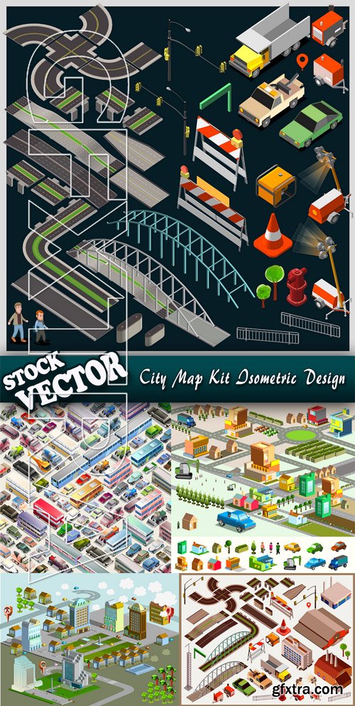 Stock Vector - City Map Kit Isometric Design