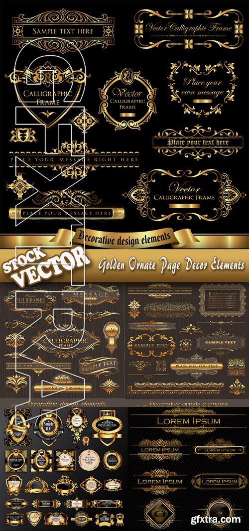 Stock Vector - Golden Ornate Page Decor Elements