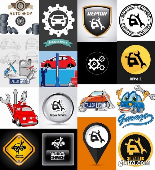 Collection of vector images the garage 25 Eps