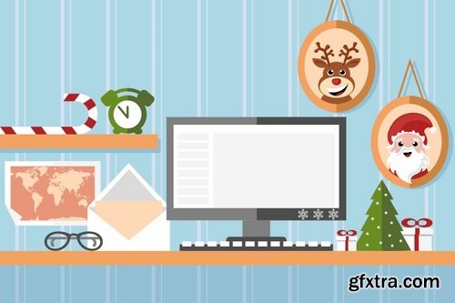 Workspace flat elements in vector from stock - 25 Eps