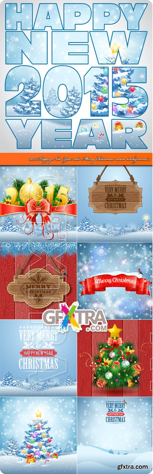 2015 Happy New Year and Merry Christmas vector background 4