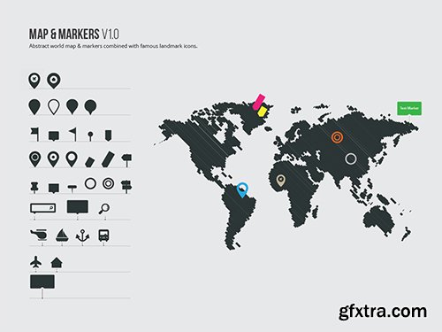 AI Vector World Map & Markers 2014