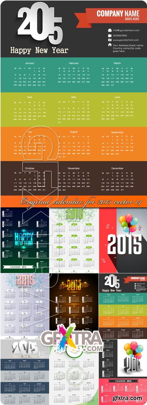 Original calendar for 2015 vector 14