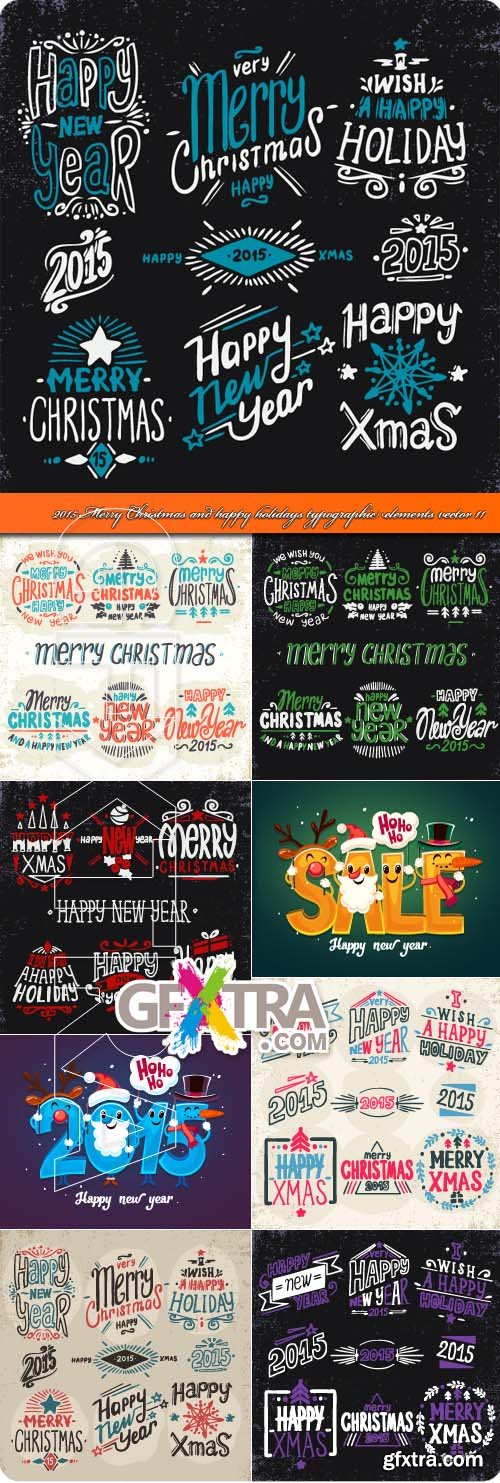 2015 Merry Christmas and happy holidays typographic elements vector 11