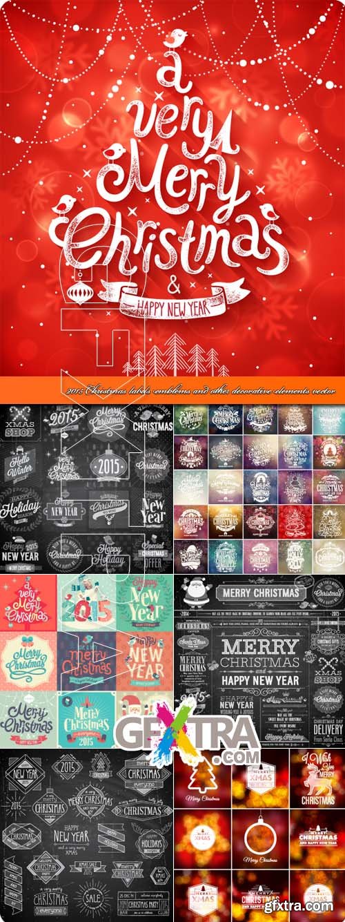 2015 Christmas labels emblems and other decorative elements vector