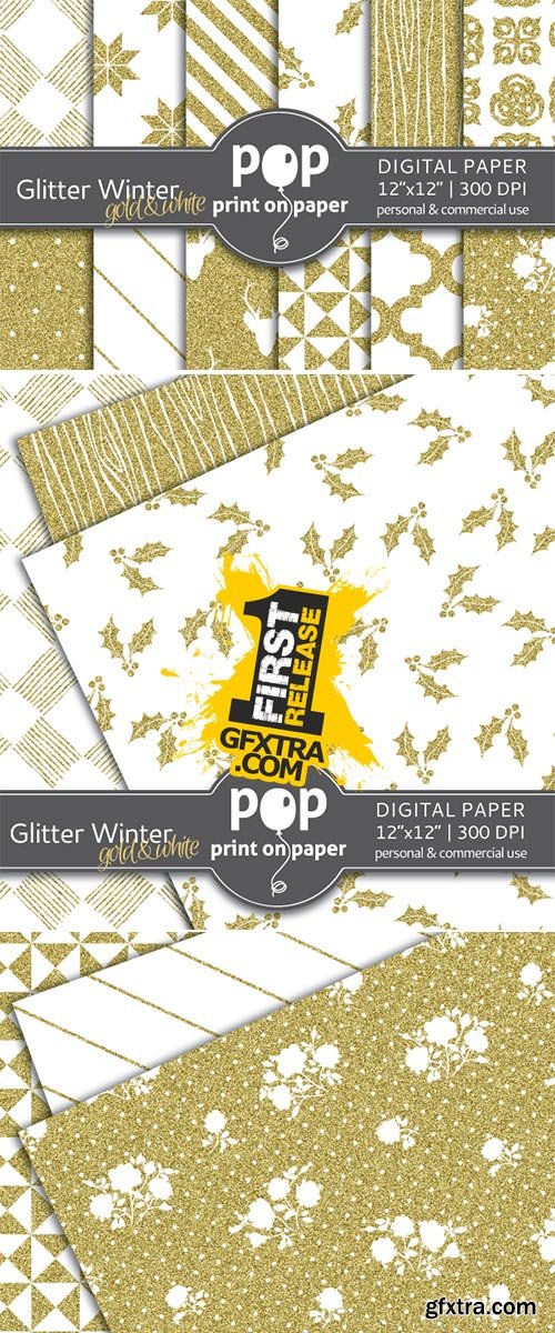 Glitter Winter Gold - Digital Paper