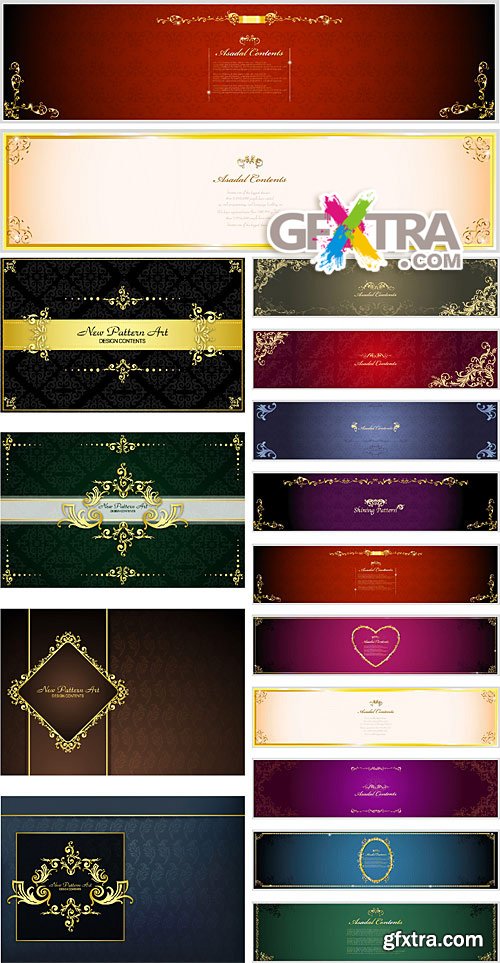 Vintage banners and backgrounds with gold elements