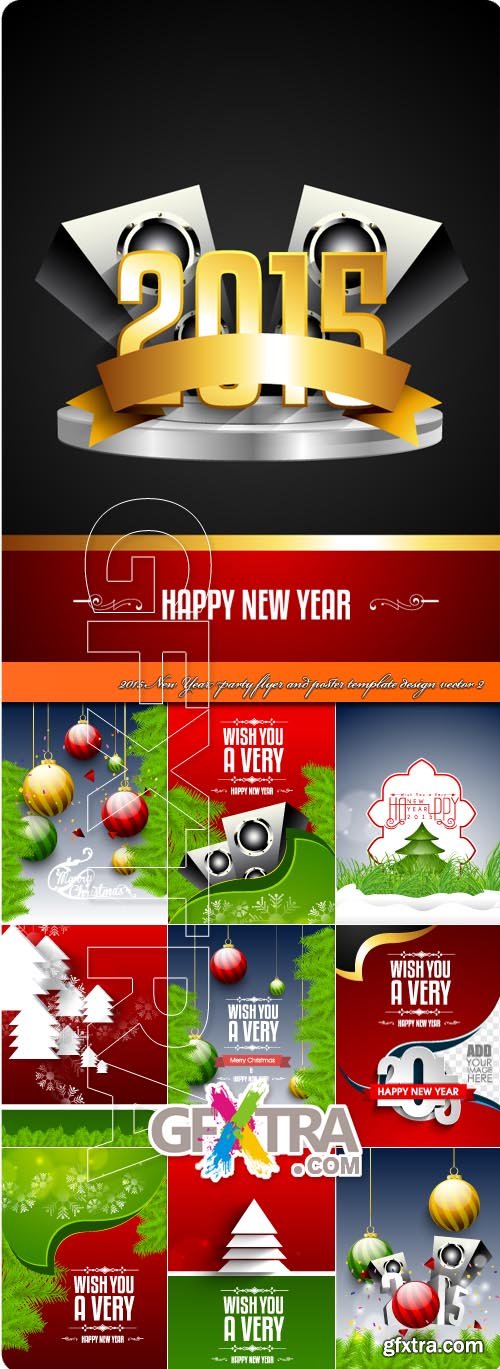 2015 New Year party flyer and poster template design vector 2
