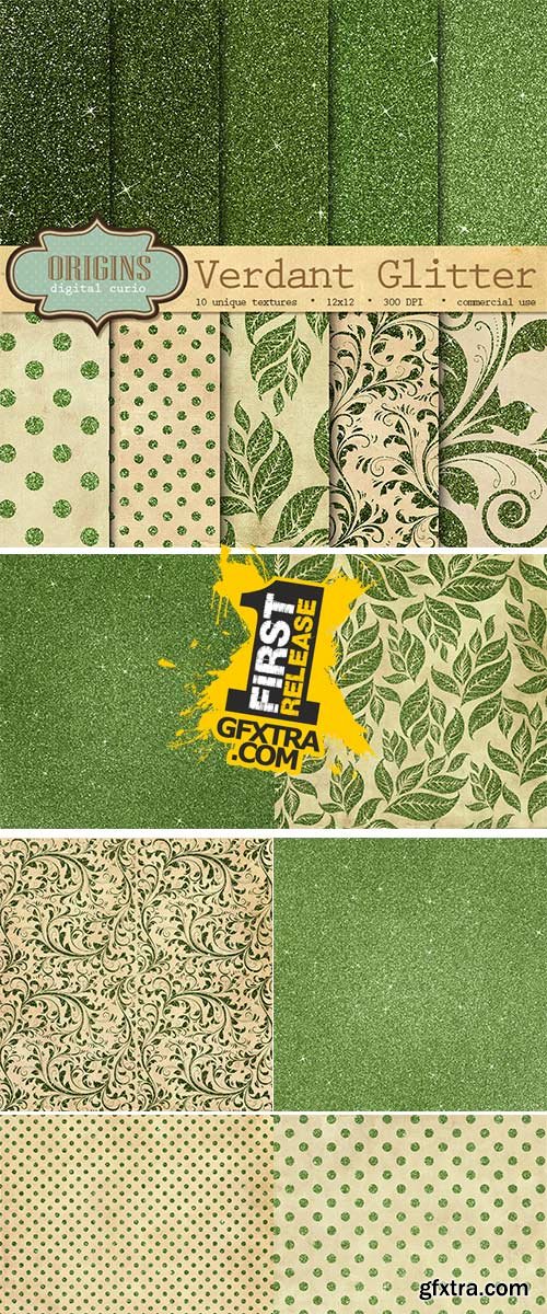 Verdant Green Glitter Digital Paper