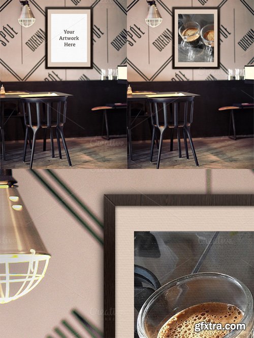 CreativeMarket - Mockup-Poster Frame at Restaurant 73519