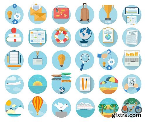 Flat Icons Design Set, 15xEPS