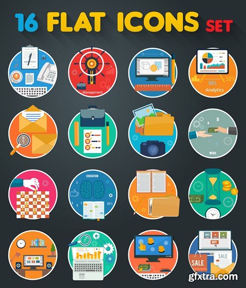 Flat Icons Design Set, 15xEPS