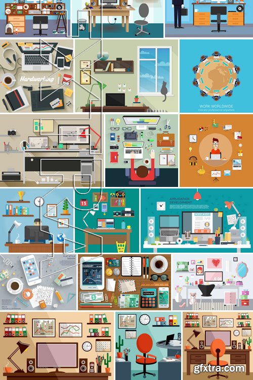 Stock Vectors - Workspace 3, 25xEPS