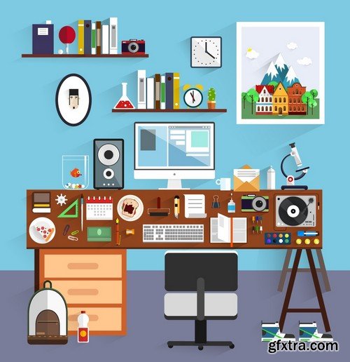 Stock Vectors - Workspace 3, 25xEPS