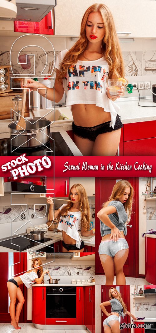 Stock Photo - Sexual Woman in the Kitchen Cooking