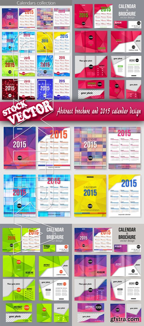 Stock Vector - Abstract brochure and 2015 calendar design