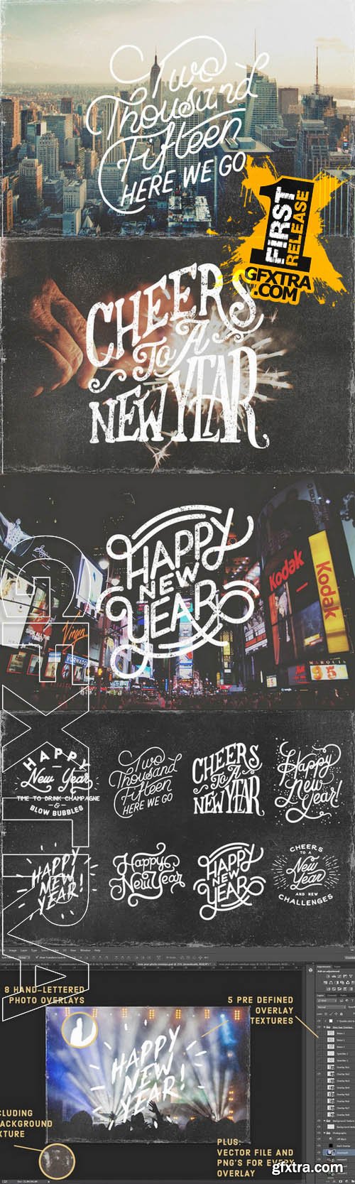 New Year's Photo Overlays - Creativemarket 118773