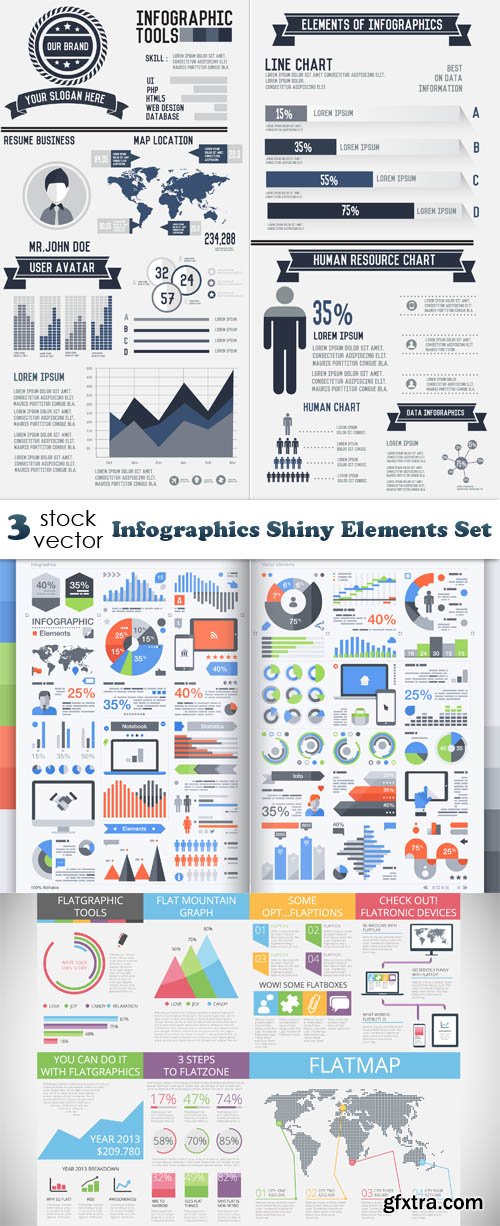 Vectors - Infographics Shiny Elements Set