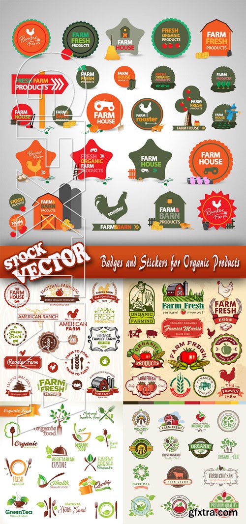 Stock Vector - Badges and Stickers for Organic Products