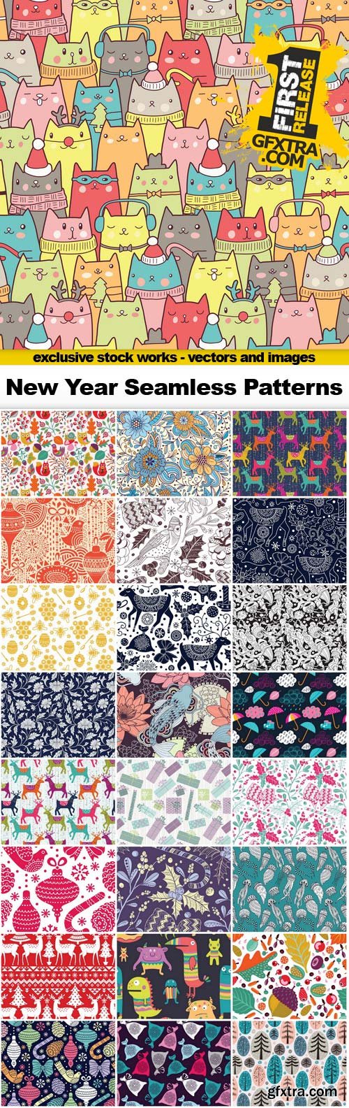 New Year Seamless Patterns - 25x EPS