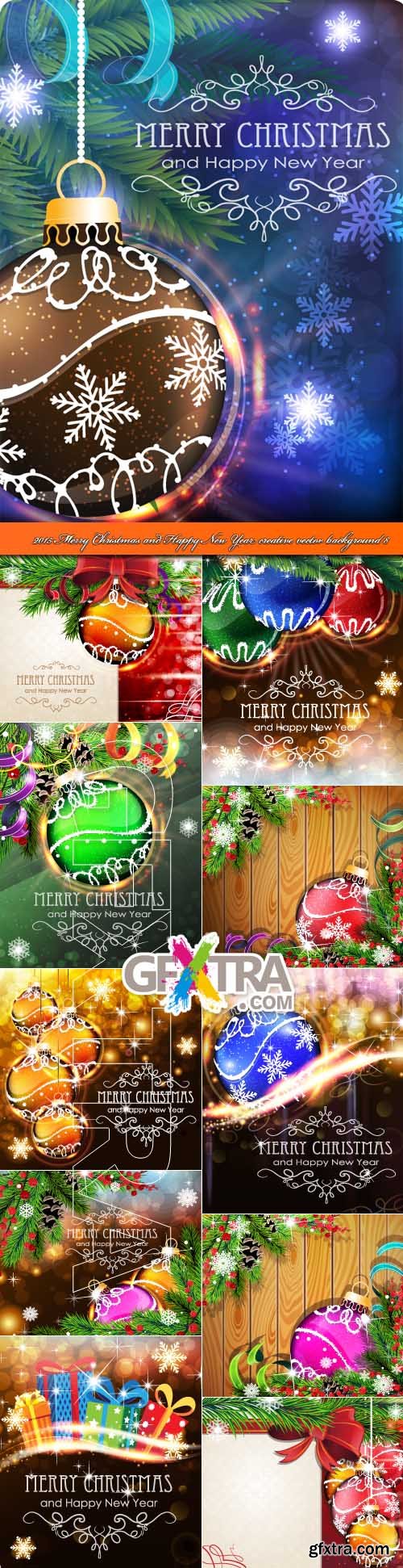 2015 Merry Christmas and Happy New Year creative vector background 8