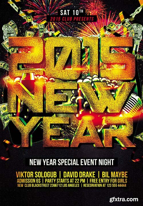 2015 New Year Flyer PSD Template