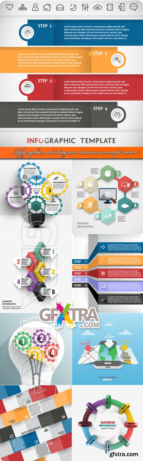 Infographics and diagram business concept vector 3